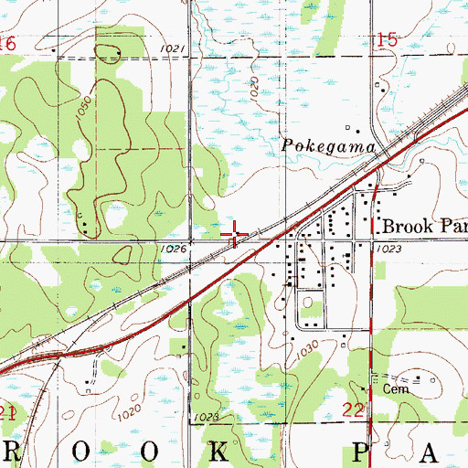 Topographic Map of Brook Park, MN