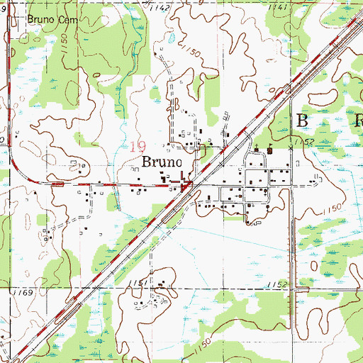 Topographic Map of Bruno, MN