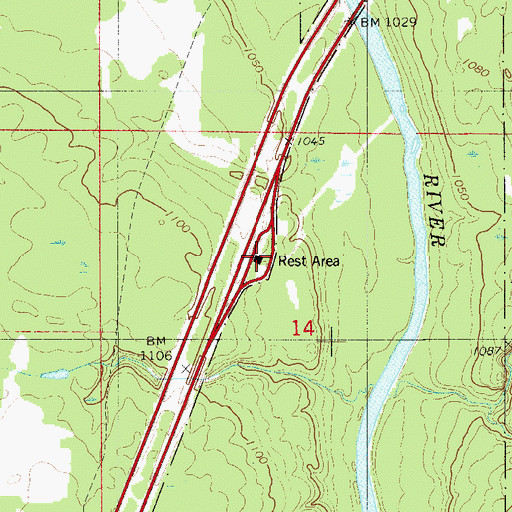Topographic Map of Kettle River North Bound Rest Area, MN