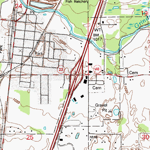 Topographic Map of Interchange 183, MN