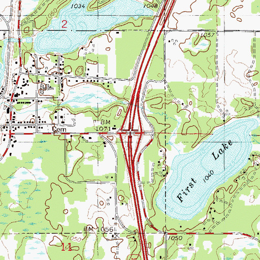 Topographic Map of Interchange 205, MN