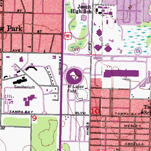 Topographic Map of Houlihan Stadium, FL