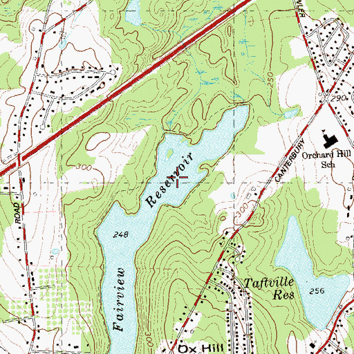 Topographic Map of Fairview Reservoir, CT