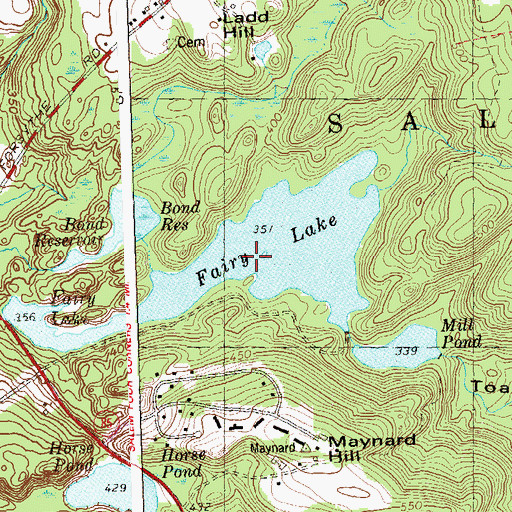 Topographic Map of Fairy Lake, CT
