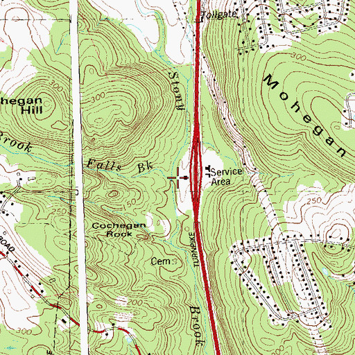 Topographic Map of Falls Brook, CT