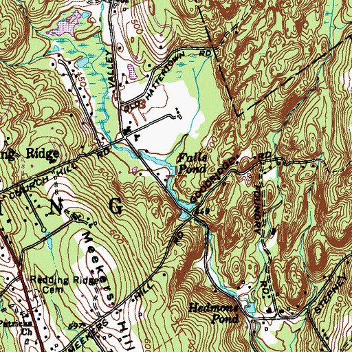 Topographic Map of Falls Pond, CT