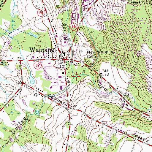 Topographic Map of Farm Brook, CT