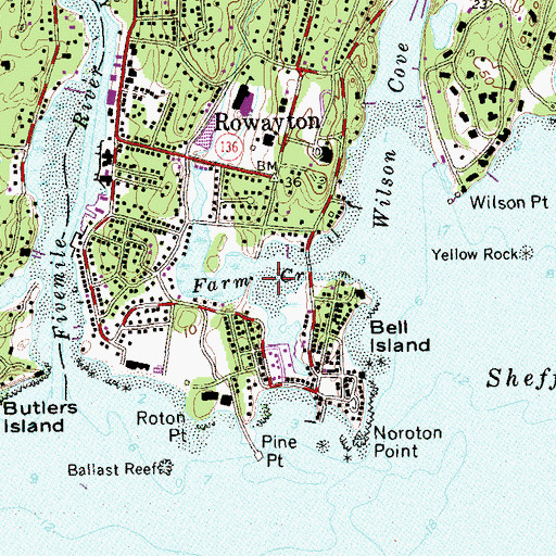 Topographic Map of Farm Creek, CT