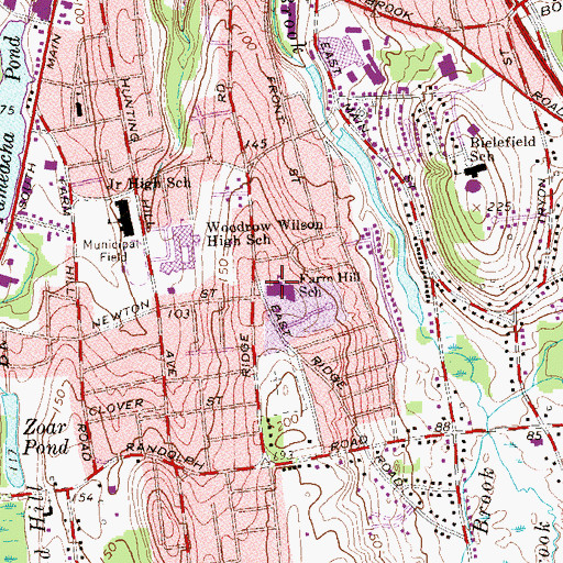 Topographic Map of Farm Hill School, CT