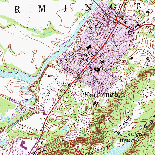 Topographic Map of Farmington, CT