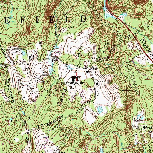 Topographic Map of Farmingville Elementary School, CT