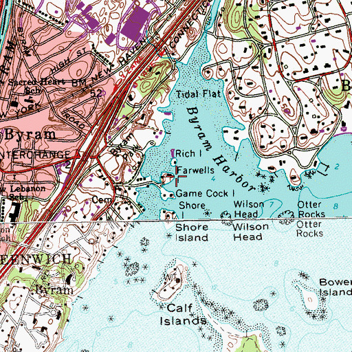 Topographic Map of Farwells Island, CT