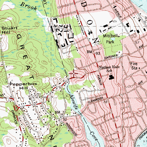 Topographic Map of Fenger Brook, CT