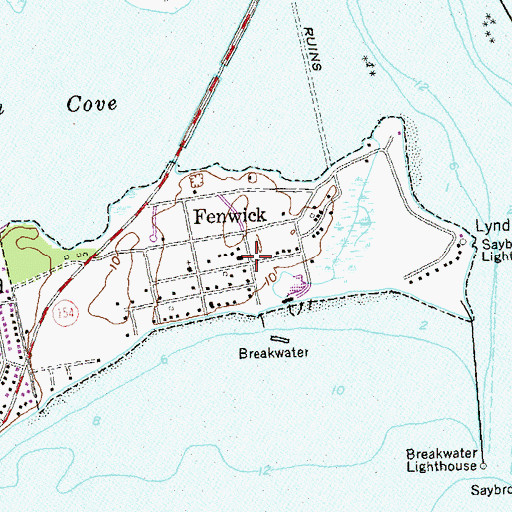 Topographic Map of Fenwick, CT