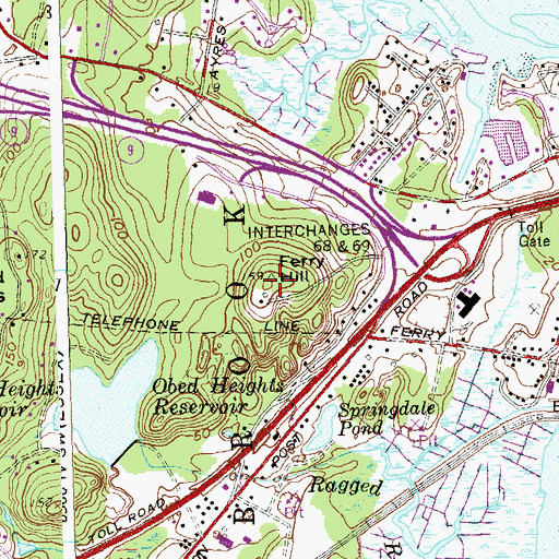 Topographic Map of Ferry Hill, CT