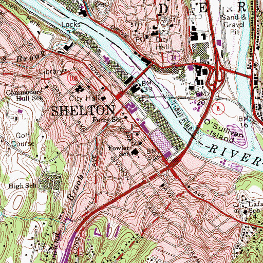 Topographic Map of Ferry School, CT