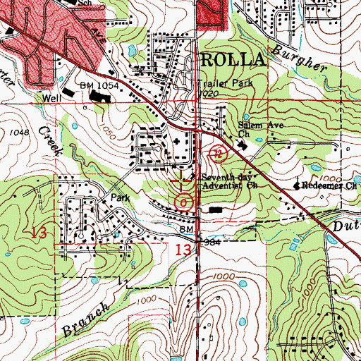 Topographic Map of Seventh Day Adventist School, MO