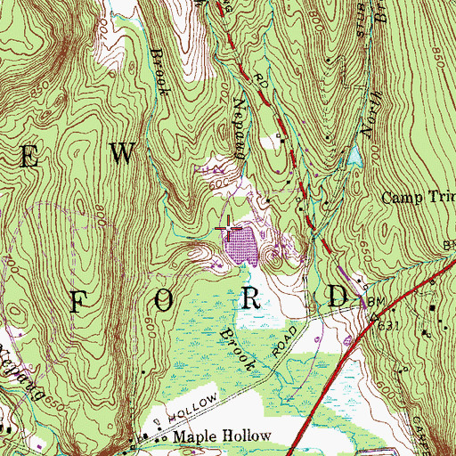 Topographic Map of Finnak Brook, CT