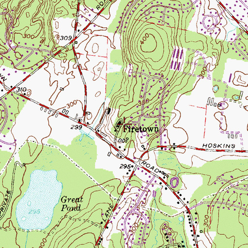 Topographic Map of Firetown, CT