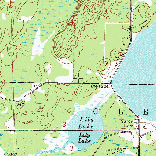 Topographic Map of Anderson Cemetery, MN