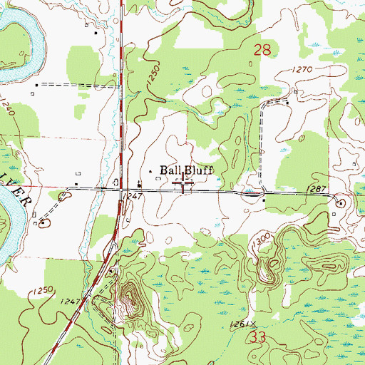Topographic Map of Ball Bluff Cemetery, MN