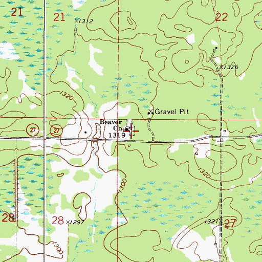 Topographic Map of Beaver Cemetery, MN