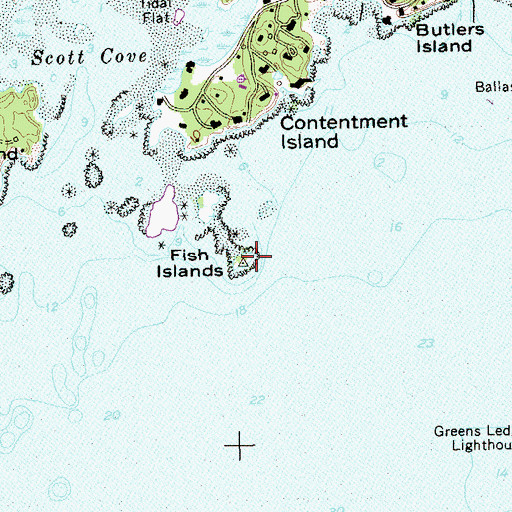 Topographic Map of Fish Islands, CT