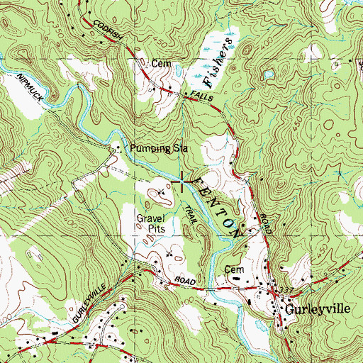Topographic Map of Fishers Brook, CT