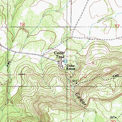 Topographic Map of Cedar Tank, AZ