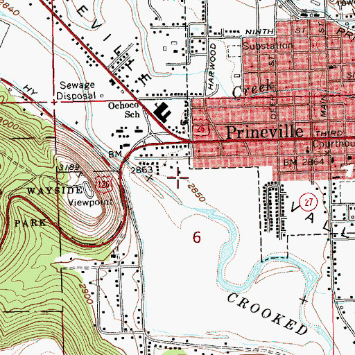 Topographic Map of Library Park, OR