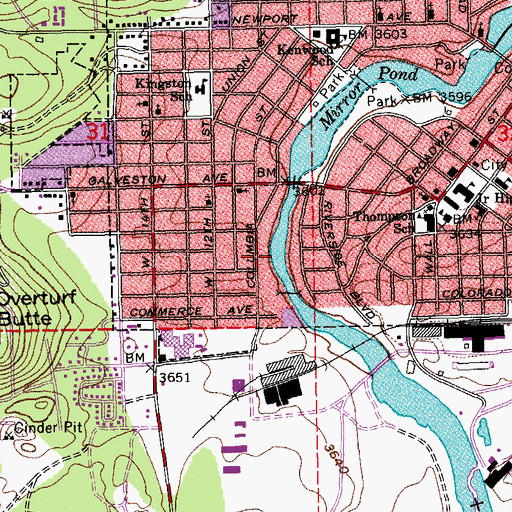 Topographic Map of Columbia Park, OR