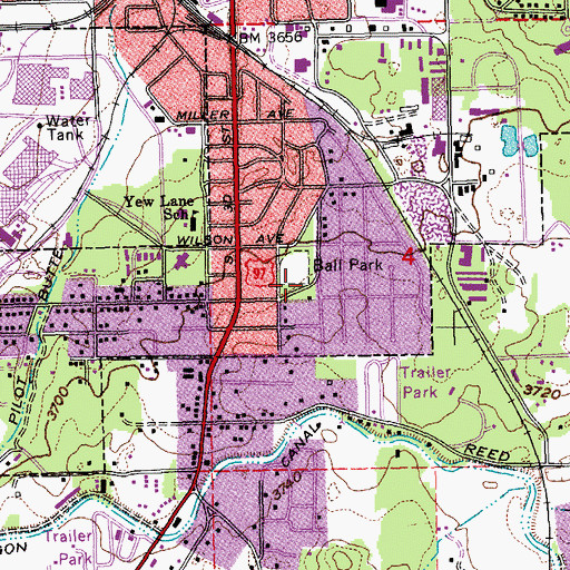 Topographic Map of Vince Genna Stadium, OR