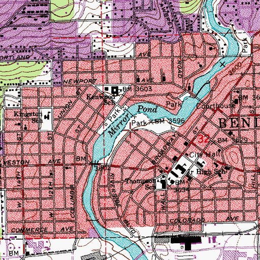 Topographic Map of Harmon Park, OR