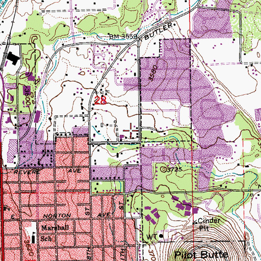 Topographic Map of Hollinshead Park, OR
