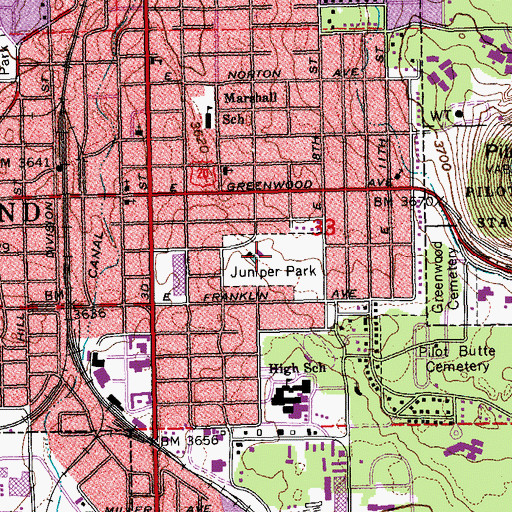 Topographic Map of Juniper Swim and Fitness Center, OR