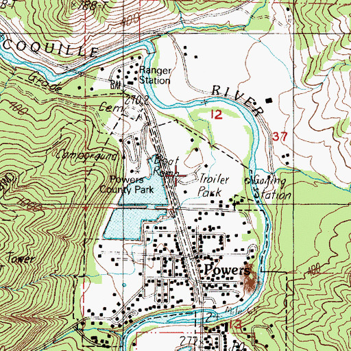 Topographic Map of King Street Park, OR