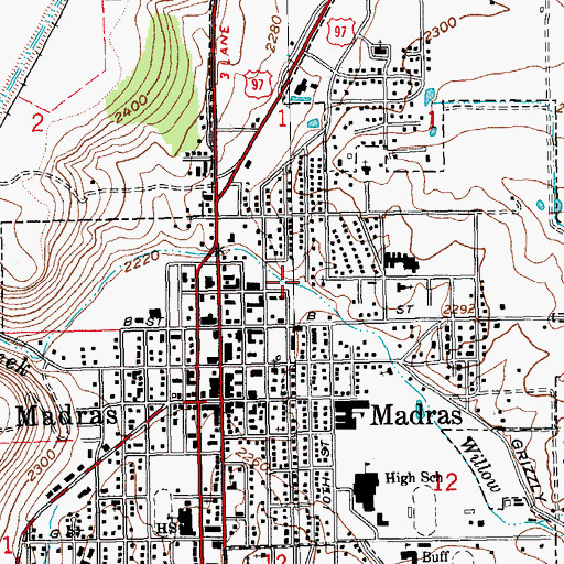 Topographic Map of 7th Street Park, OR