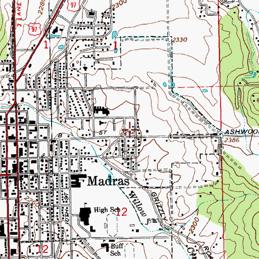 Topographic Map of Bean Park, OR