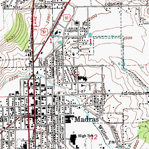 Topographic Map of Cowden Park, OR