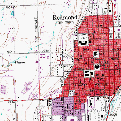Topographic Map of Spudbowl City Park, OR