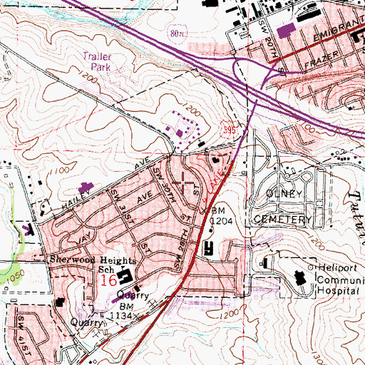 Topographic Map of Sherwood Park, OR