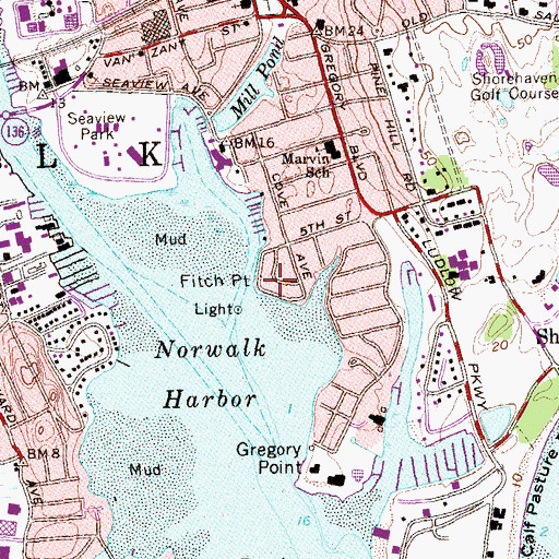 Topographic Map of Fitch Point, CT