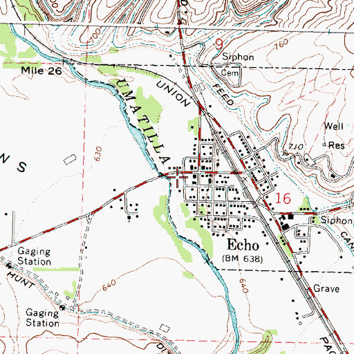 Topographic Map of Fort Henrietta Park Echo, OR