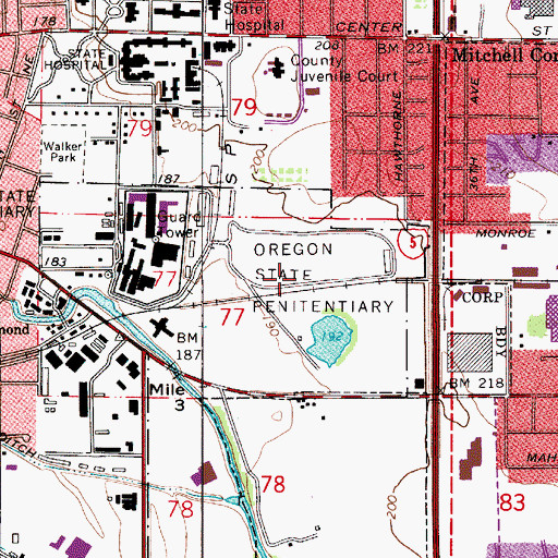 Topographic Map of State Lands Ballfields City Park, OR