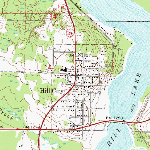 Topographic Map of Hill City Methodist Church, MN