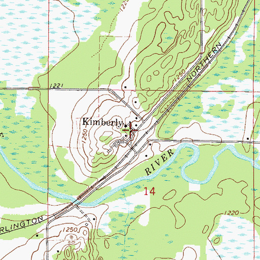 Topographic Map of Kimberly Post Office (historical), MN