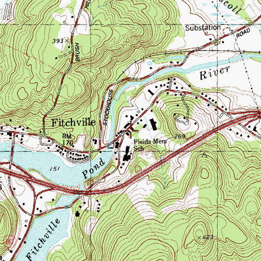Topographic Map of Fitchville, CT