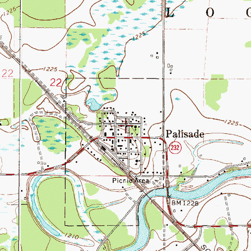 Topographic Map of Palisade Assemblies of God Church, MN
