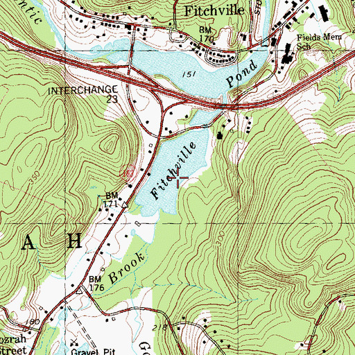 Topographic Map of Fitchville Pond, CT