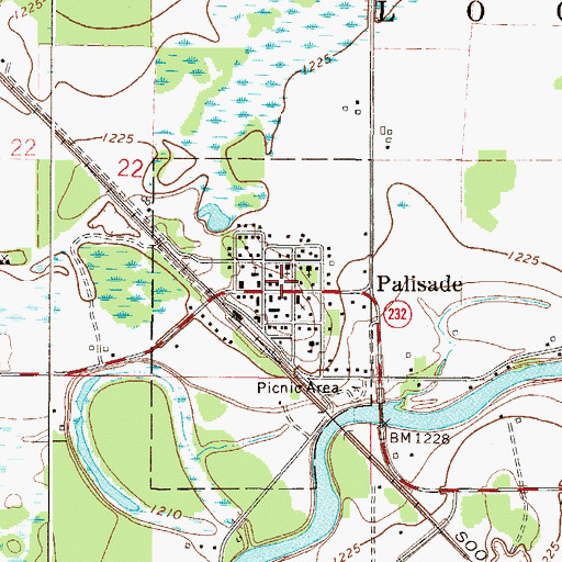 Topographic Map of Palisade Police Department, MN